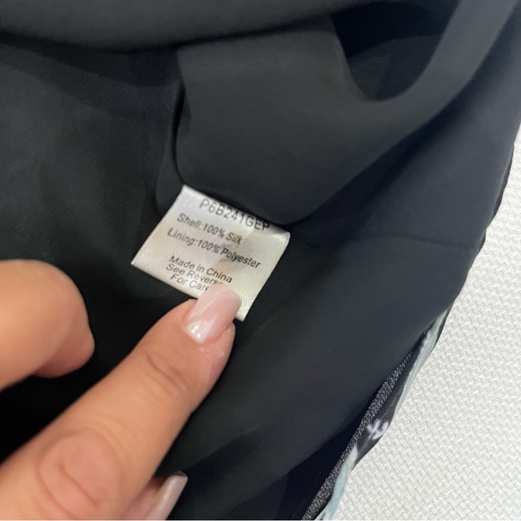 NWT Parker Black Blue Woodland Floral Printed Cold Shoulder Agave Mini Dress L - Picture 14 of 16